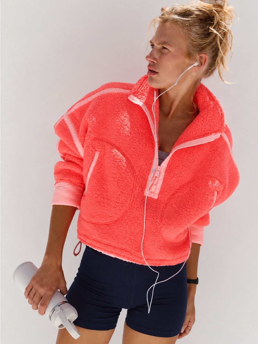FP Movement Mountain High Half-Zip Fleece Coral Pink Pullover Size XS Like New